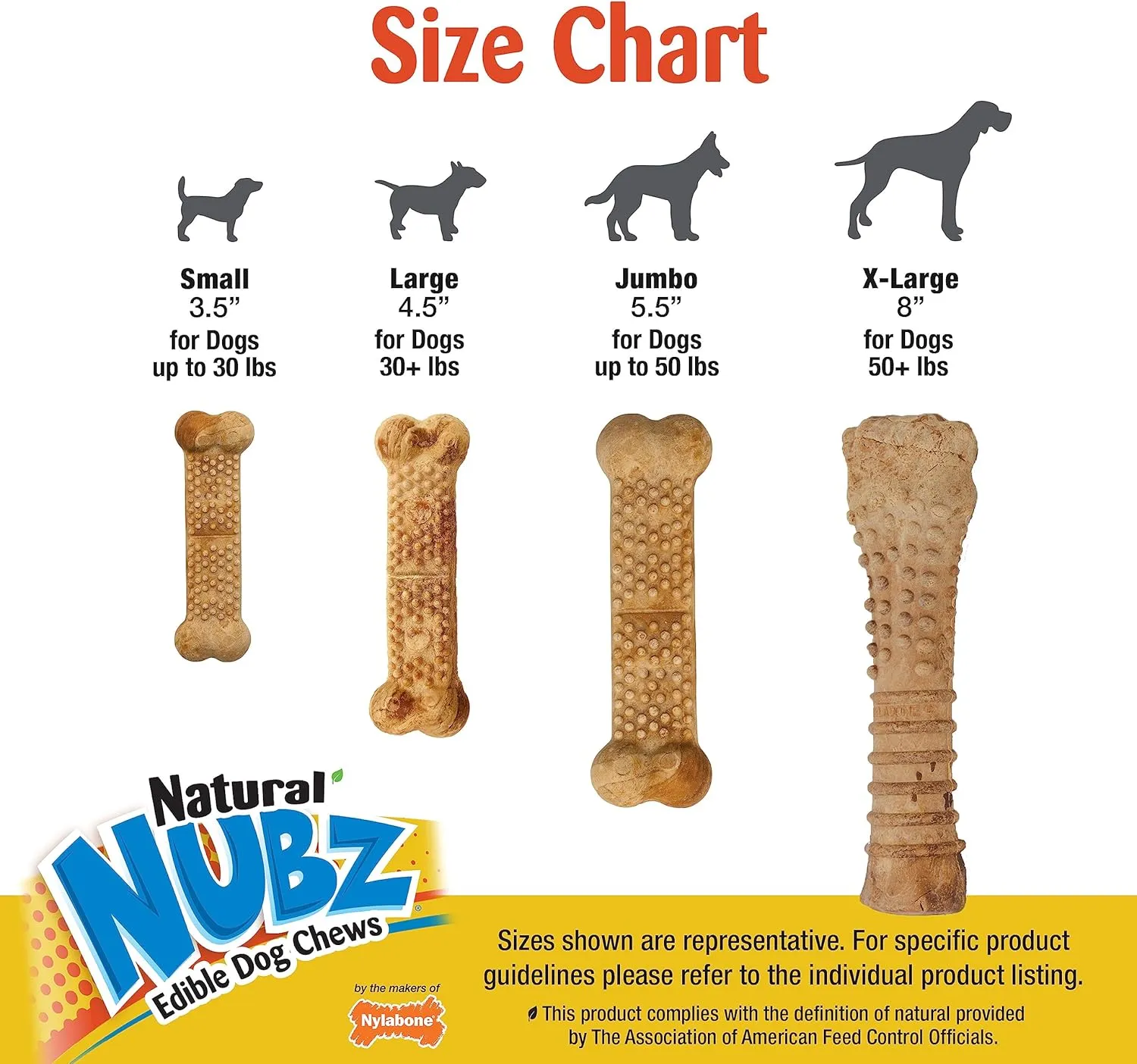 Nylabone Nubz Wild Natural Edible Chew Treats for Dogs, Made in USA, Bison Flavor, Small - Up to 25 lbs. (12 Count)