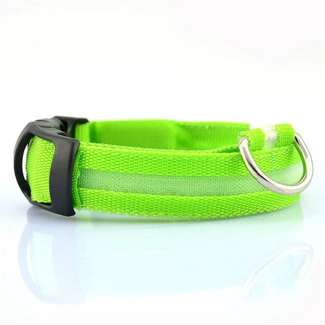 Nylon LED Pet Dog Collar,Night Safety Flashing Glow In The Dark Dog Leash,Dogs Luminous Fluorescent Collars Pet Supplies 4.7