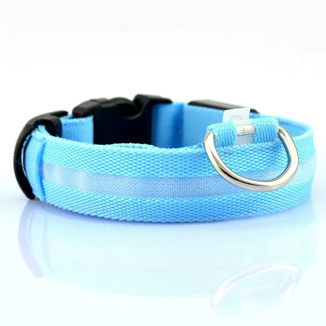 Nylon LED Pet Dog Collar,Night Safety Flashing Glow In The Dark Dog Leash,Dogs Luminous Fluorescent Collars Pet Supplies 4.7