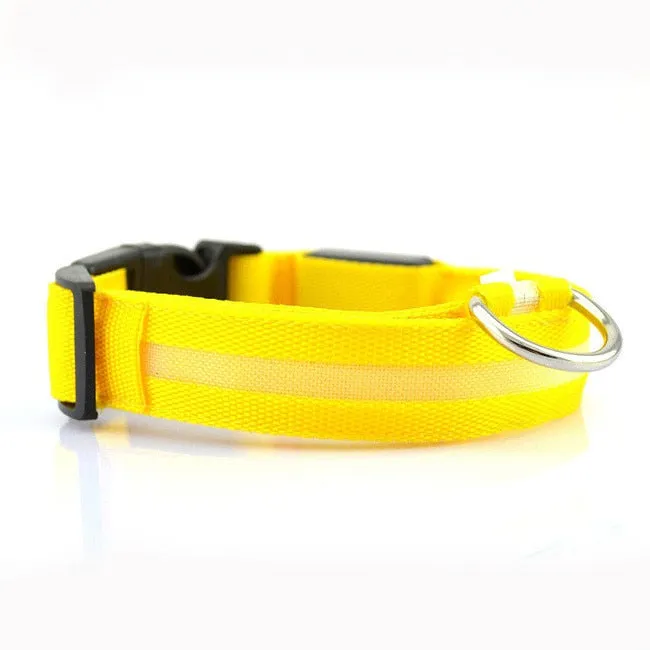 Nylon LED Pet Dog Collar,Night Safety Flashing Glow In The Dark Dog Leash,Dogs Luminous Fluorescent Collars Pet Supplies 4.7
