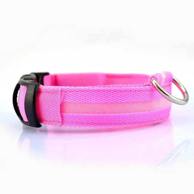 Nylon LED Pet Dog Collar,Night Safety Flashing Glow In The Dark Dog Leash,Dogs Luminous Fluorescent Collars Pet Supplies 4.7