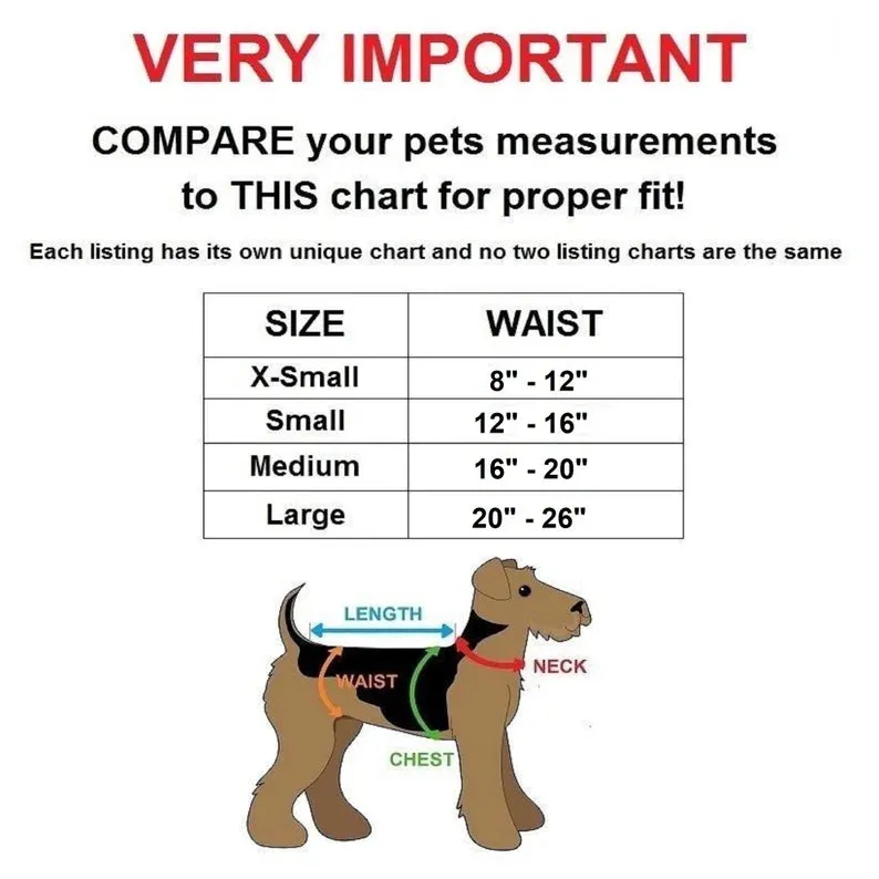 PACK of 3 Female Dog Diapers with 4 - LAYERS of Absorbent Pads WATERPROOF Leak Proof Washable for Small and Large Pet