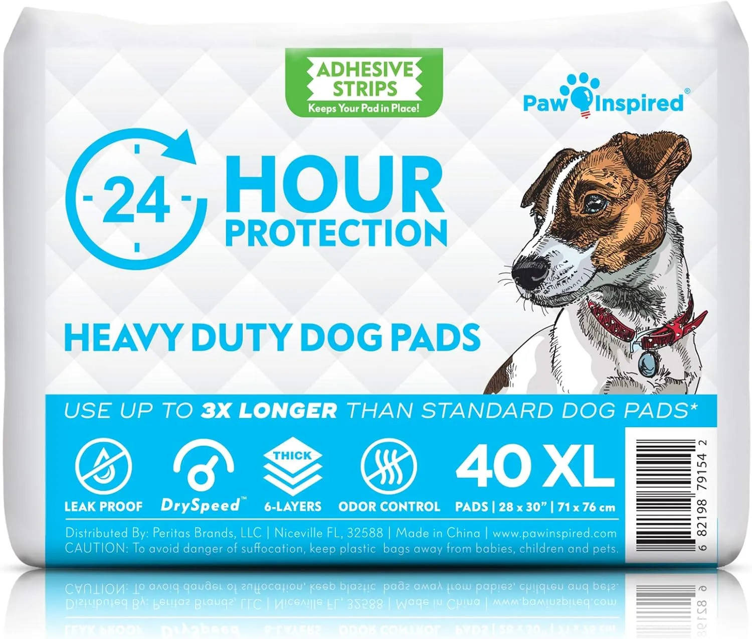Paw Inspired 28x30 Extra Large Puppy Pads with Adhesive Tabs, Heavy Duty Dog Pee Pads, XL Potty Training Pads (40 Count)