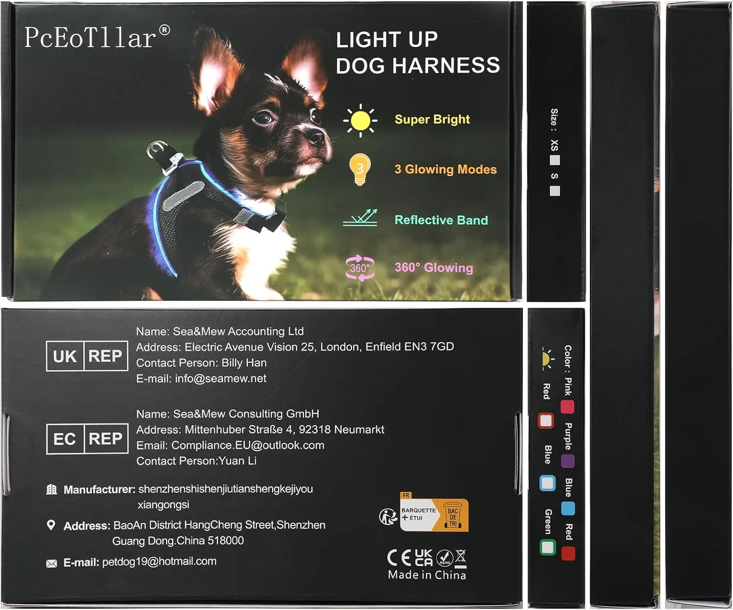 PceoTllar Light Up Dog Harness, LED No Pull Reflective Dog Harness, Flashing Lighted for Night Walking - Small/Medium, (Pink,L)