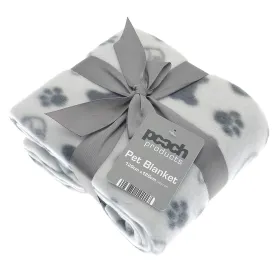 Pet Blanket Dog Theme Printed Fleece Cover Grey Square 120cm