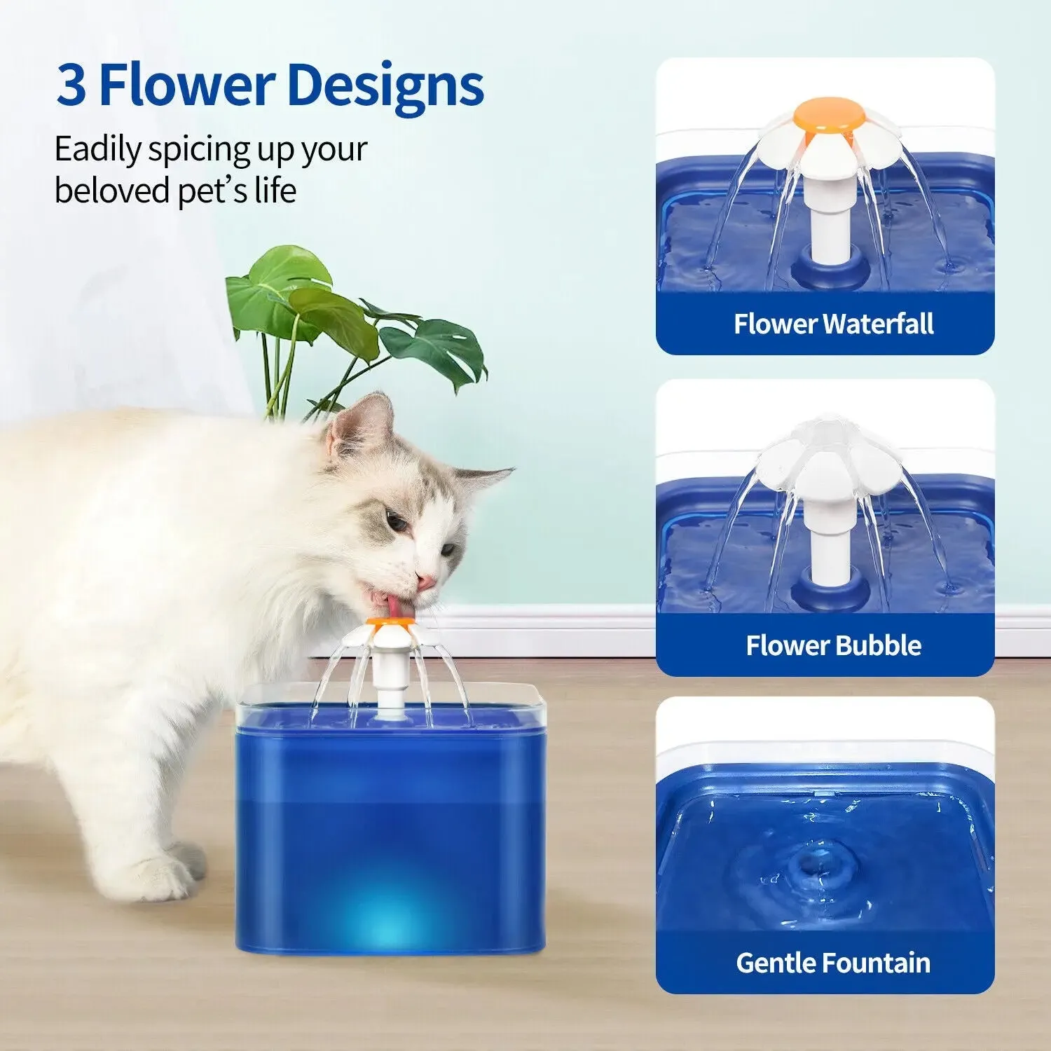Pet Water Fountain Automatic LED Auto Dish Drinking Dispenser Bowl