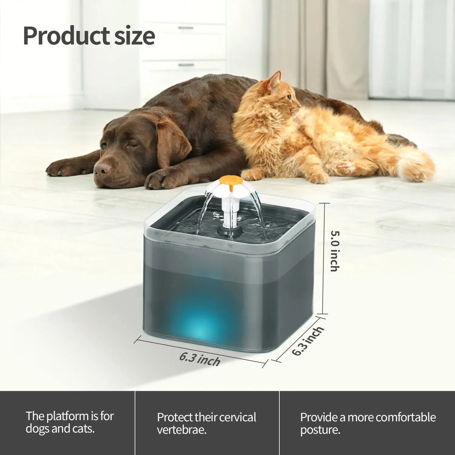 Pet Water Fountain Automatic LED Auto Dish Drinking Dispenser Bowl
