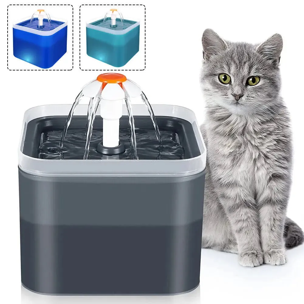 Pet Water Fountain Automatic LED Auto Dish Drinking Dispenser Bowl