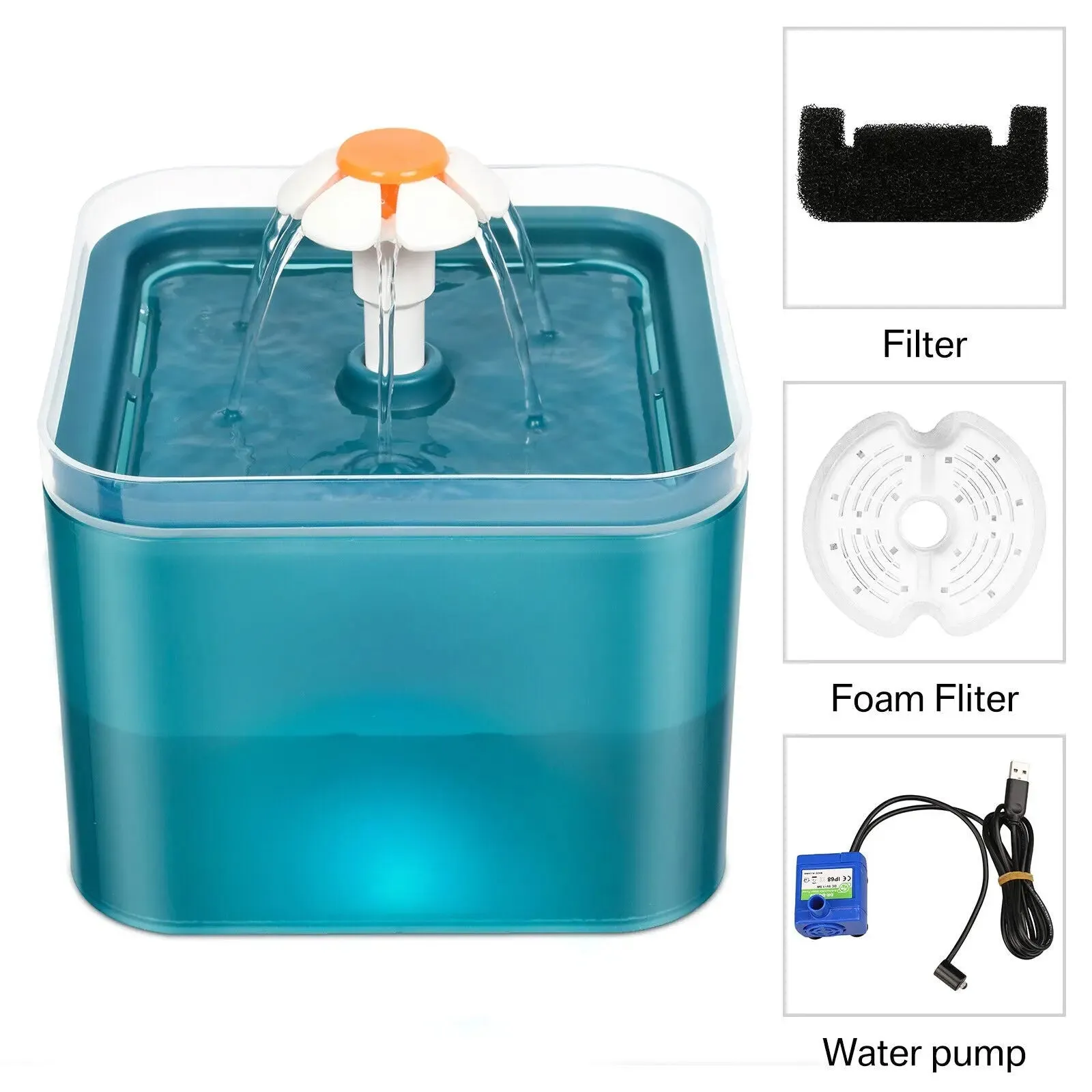 Pet Water Fountain Automatic LED Auto Dish Drinking Dispenser Bowl