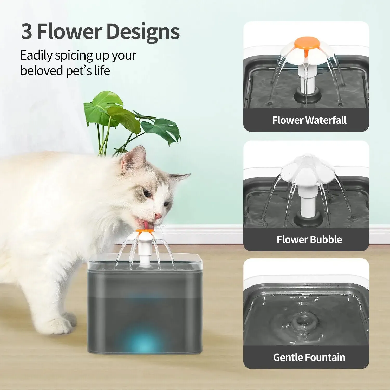 Pet Water Fountain Automatic LED Auto Dish Drinking Dispenser Bowl