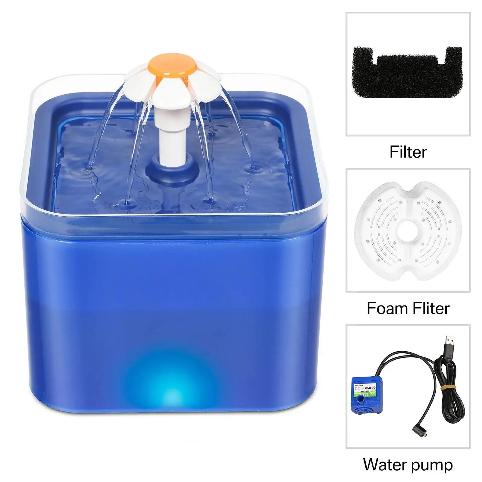 Pet Water Fountain Automatic LED Auto Dish Drinking Dispenser Bowl