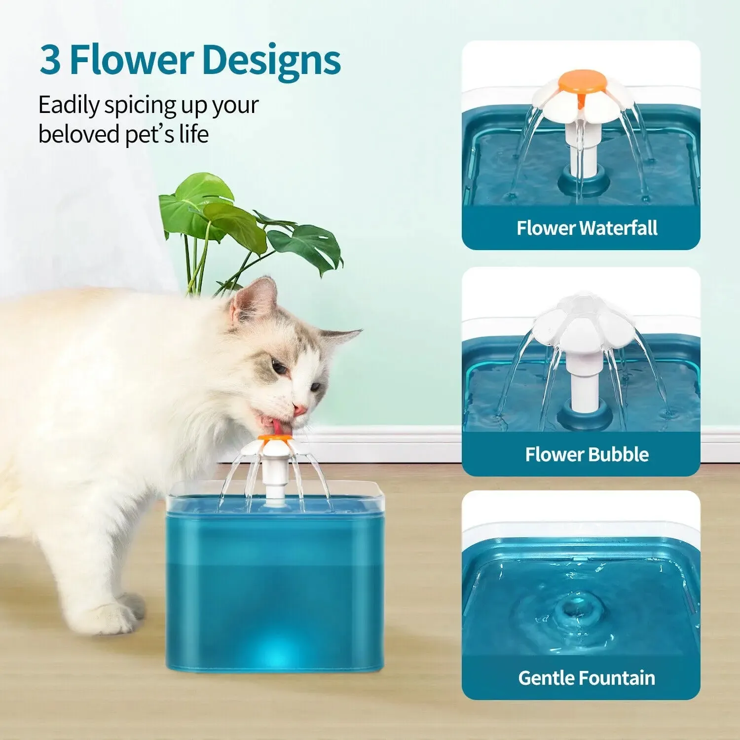 Pet Water Fountain Automatic LED Auto Dish Drinking Dispenser Bowl
