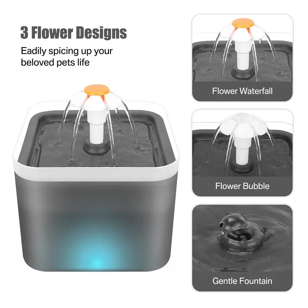 Pet Water Fountain Automatic LED Auto Dish Drinking Dispenser Bowl