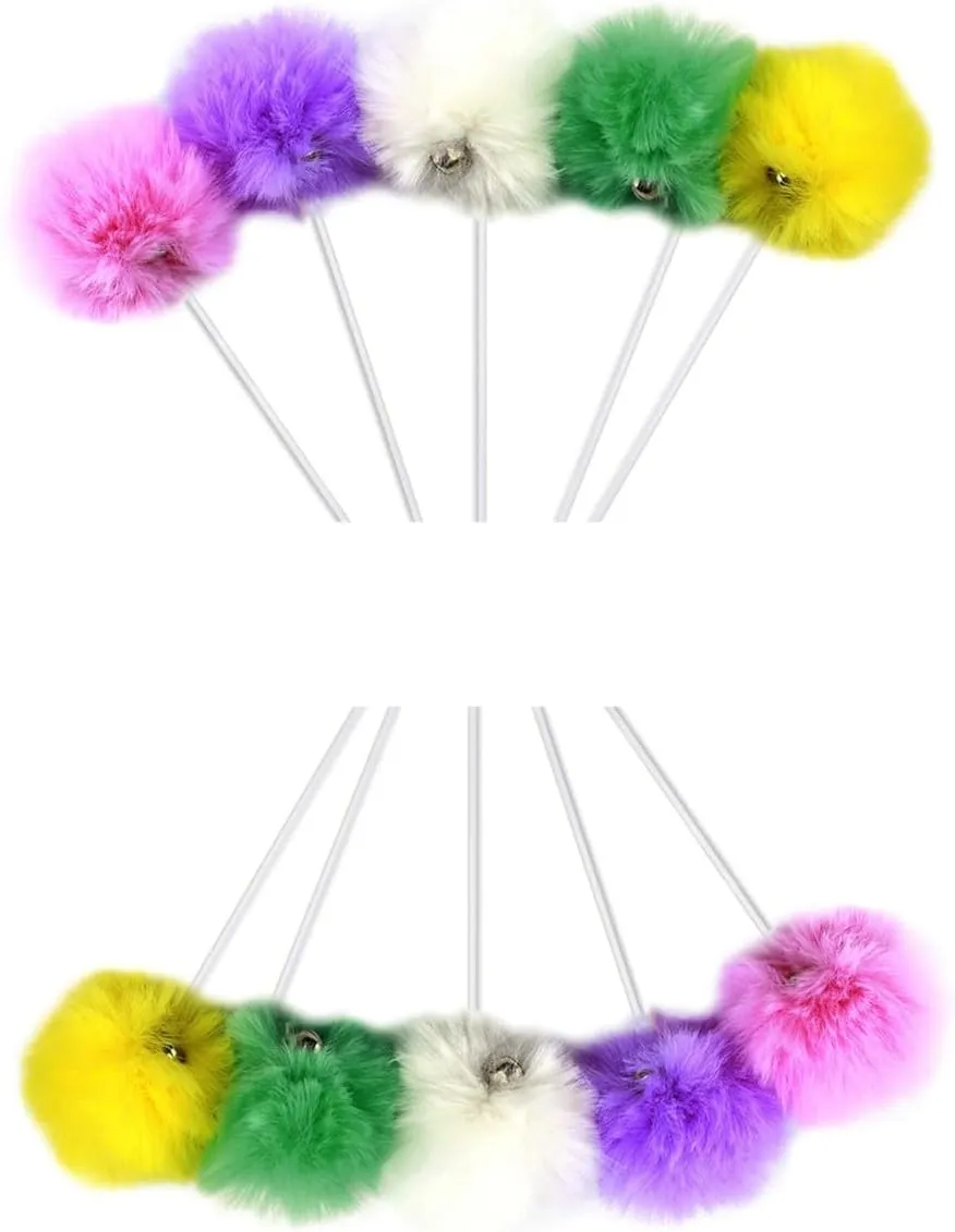SHENGOCASE 10-Pack Replaceable Cat Dangling Toy with Bell, Cat Scratching Post Tree Tower Replacement Attachment Ball Toy
