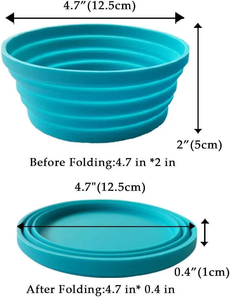 Silicone Expandable Collapsible Bowl for Travel Camping Hiking, Blue (1 Pack)