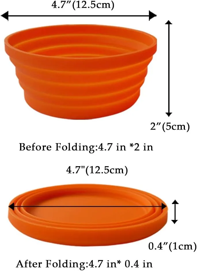 Silicone Expandable Collapsible Bowl for Travel Camping Hiking (Orange(S))