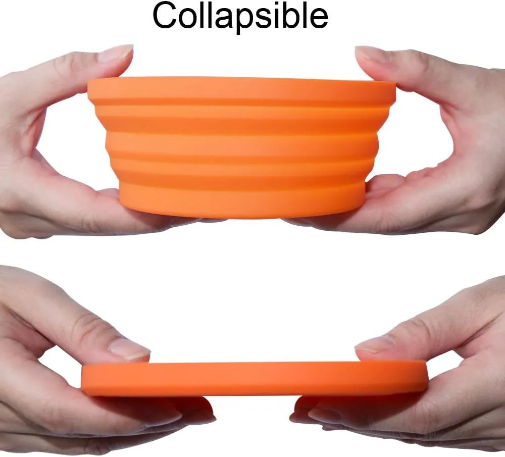 Silicone Expandable Collapsible Bowl for Travel Camping Hiking (Orange(S))