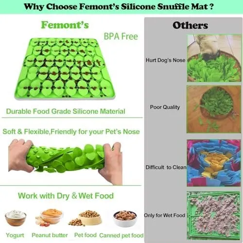 Slow Feeder Lick Mat for Dry Wet Food for Pet Encourages Natural Foraging Skill