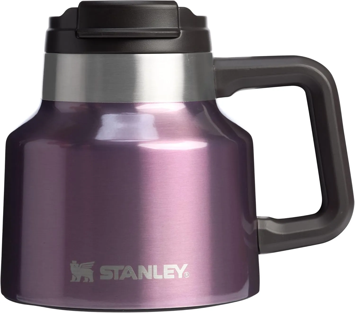 Stanley Tough-To-Tip Admiral's Mug 20 oz | Twist-on Flip Open Lid | Wide Body with Non-Skid Rubber Base | Insulated Stainless Steel Coffee Cup | BPA-Free | Wisteria Shine