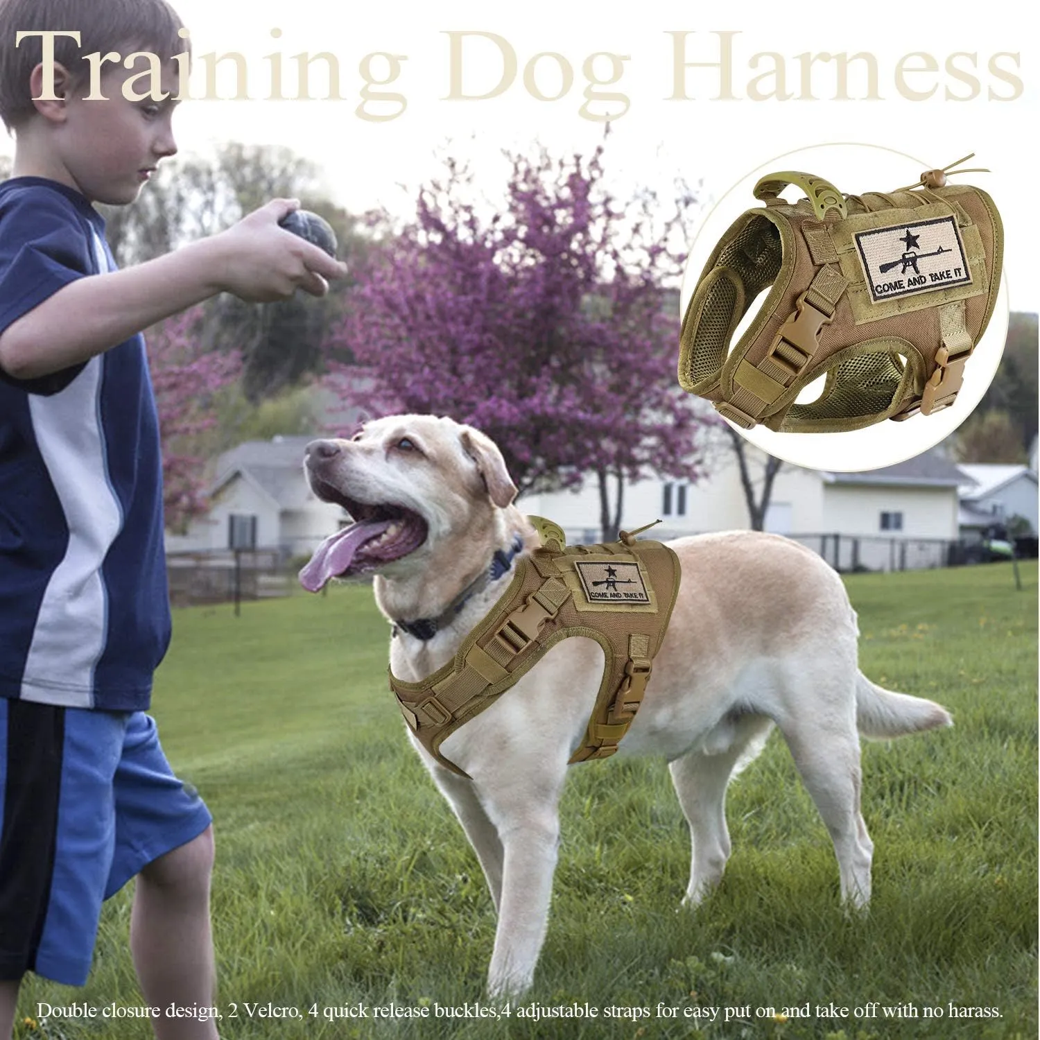 Tactical Dog Training Harness Outdoor Working Vest Adjustable Military MOLLE Dog Vest Harness with Rubber Handle