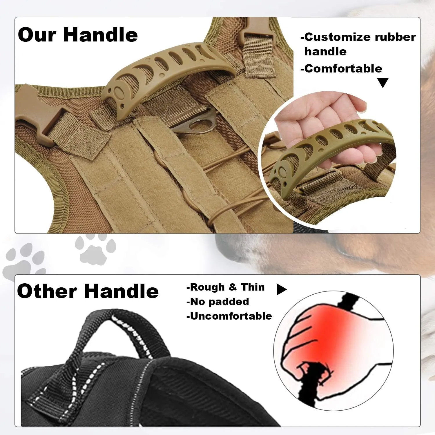 Tactical Dog Training Harness Outdoor Working Vest Adjustable Military MOLLE Dog Vest Harness with Rubber Handle