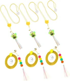 Toyvian 6pcs Interactive Cat Retractable Teaser Hanging Door for Indoor Play Elastic Swing for Cat Exercise and Bonding Fun Bee and Caterpillar Designs