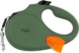 TUG Oval 360 Tangle-Free Retractable Dog Leash with Integrated Waste Bag Dispenser (Medium, Green)