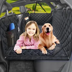 URPOWER Dogs Back Seat Extender with Removable Blanket - Hard Bottom Dog Car Seat Cover & Non-Slip Dog Bed Mat, Waterproof Dogs Hammock for Car, SUV & Small Truck, Pet Backseat Protector Holds 400lbs