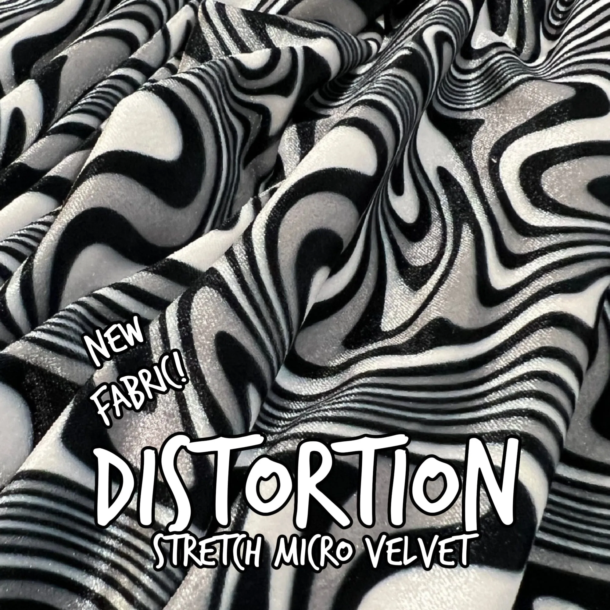 UV Glow Four Way Stretch Velvet Fabric in Distortion