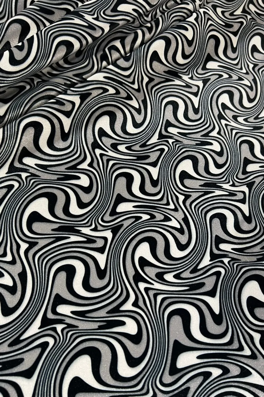 UV Glow Four Way Stretch Velvet Fabric in Distortion
