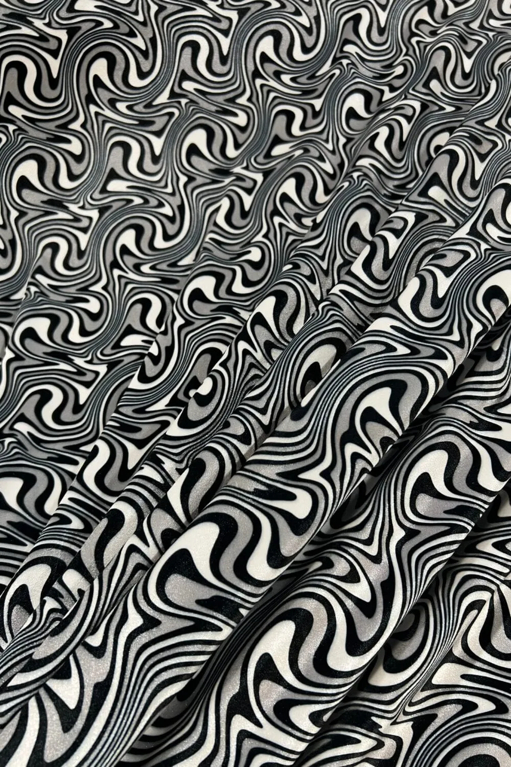 UV Glow Four Way Stretch Velvet Fabric in Distortion