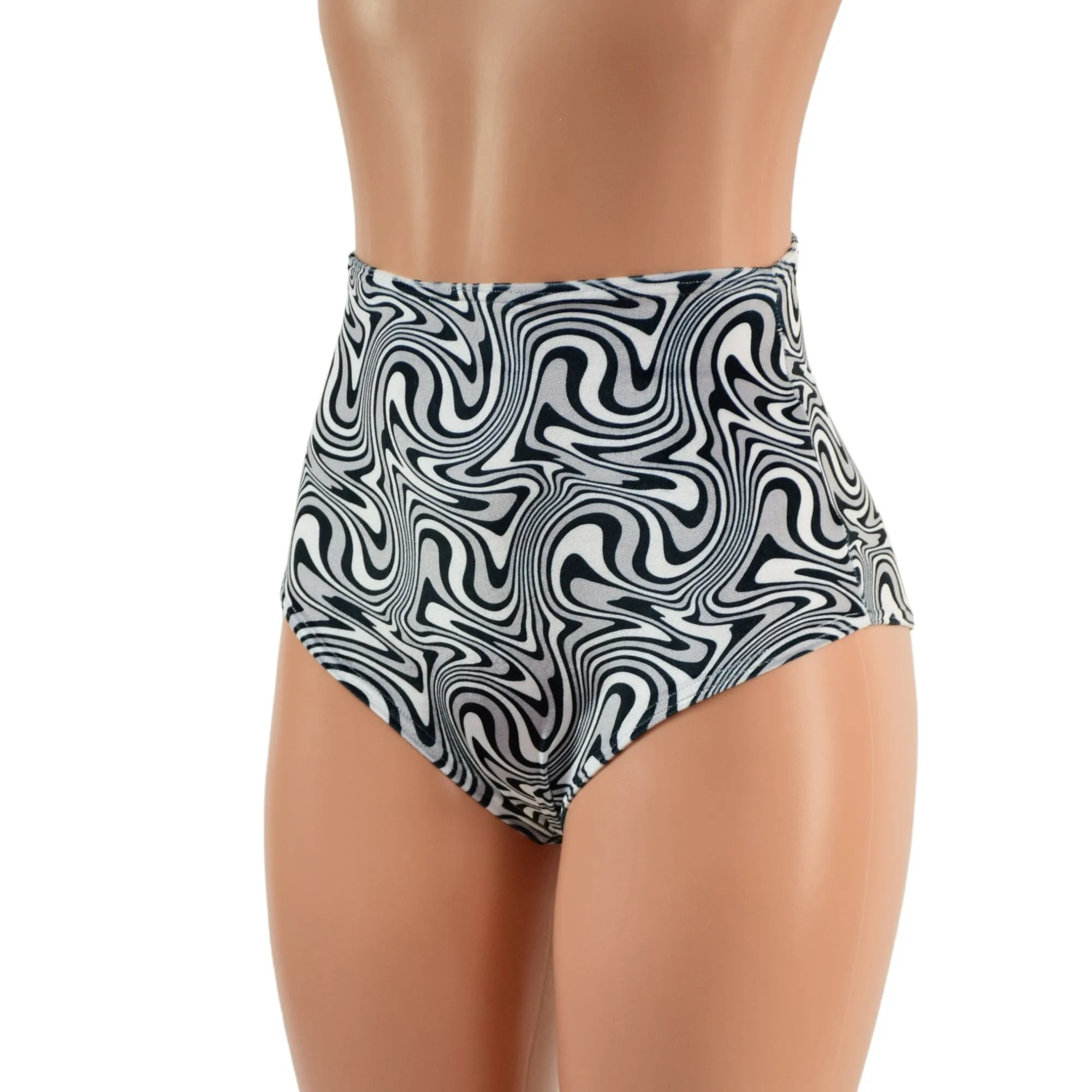 UV Glow Four Way Stretch Velvet Fabric in Distortion