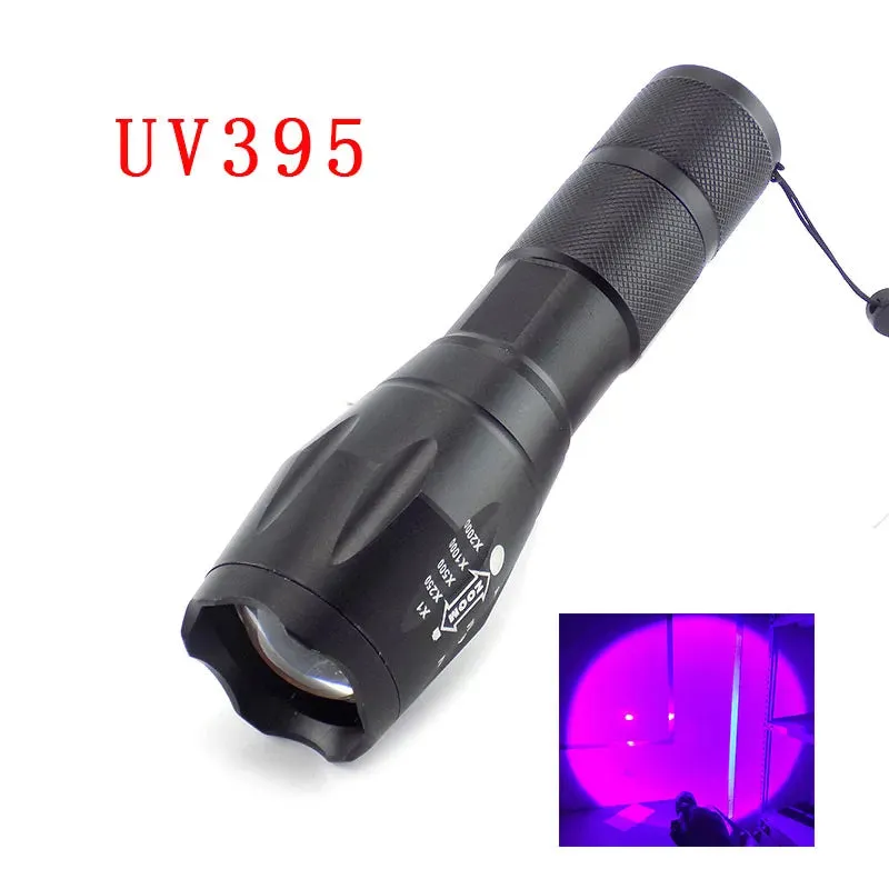 UV Led Flashlight 365nm 395nm Ultraviolet 3W Zoomable Invisible Cat Dog Pet Stains Hunting Marker Check Light 18650 Torch