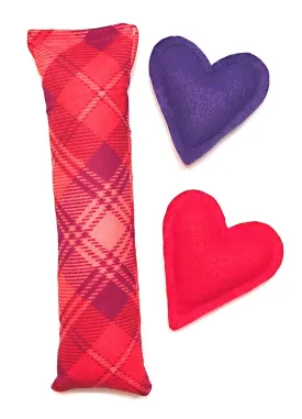 Valentines Cat Toy Pack - Kick Stick and Hearts - Organic Catnip