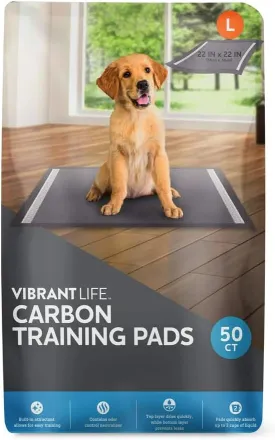 Vibrante~Lifes Charcoal Puppy Training Pads  Large 22" x 22", 50 Count  Leak-Proof, Odor Control, Quick-Dry, Built-in Attractant