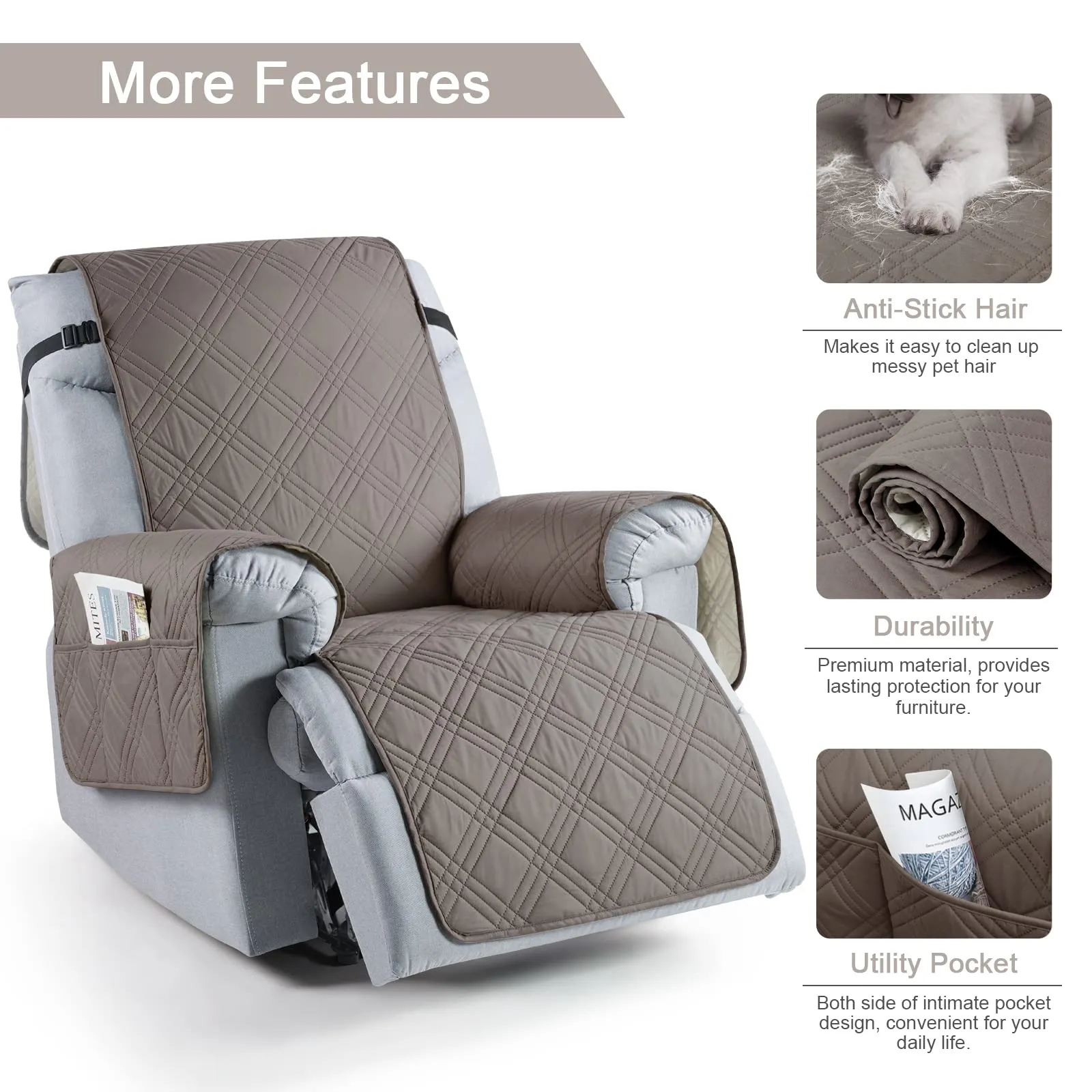 Waterproof Recliner Chair Cover with Double Straps (2 Seater)