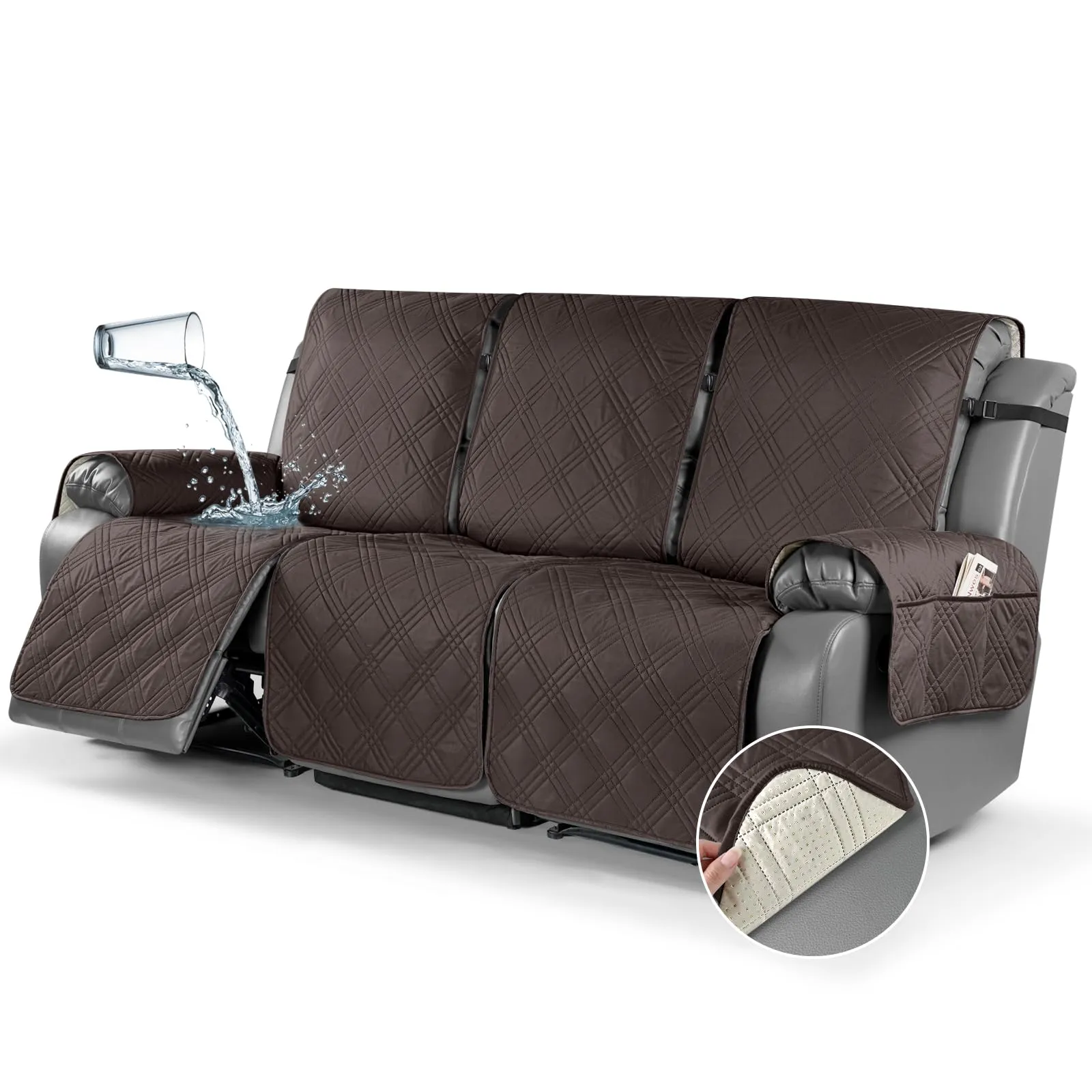 Waterproof Recliner Chair Cover with Double Straps (2 Seater)