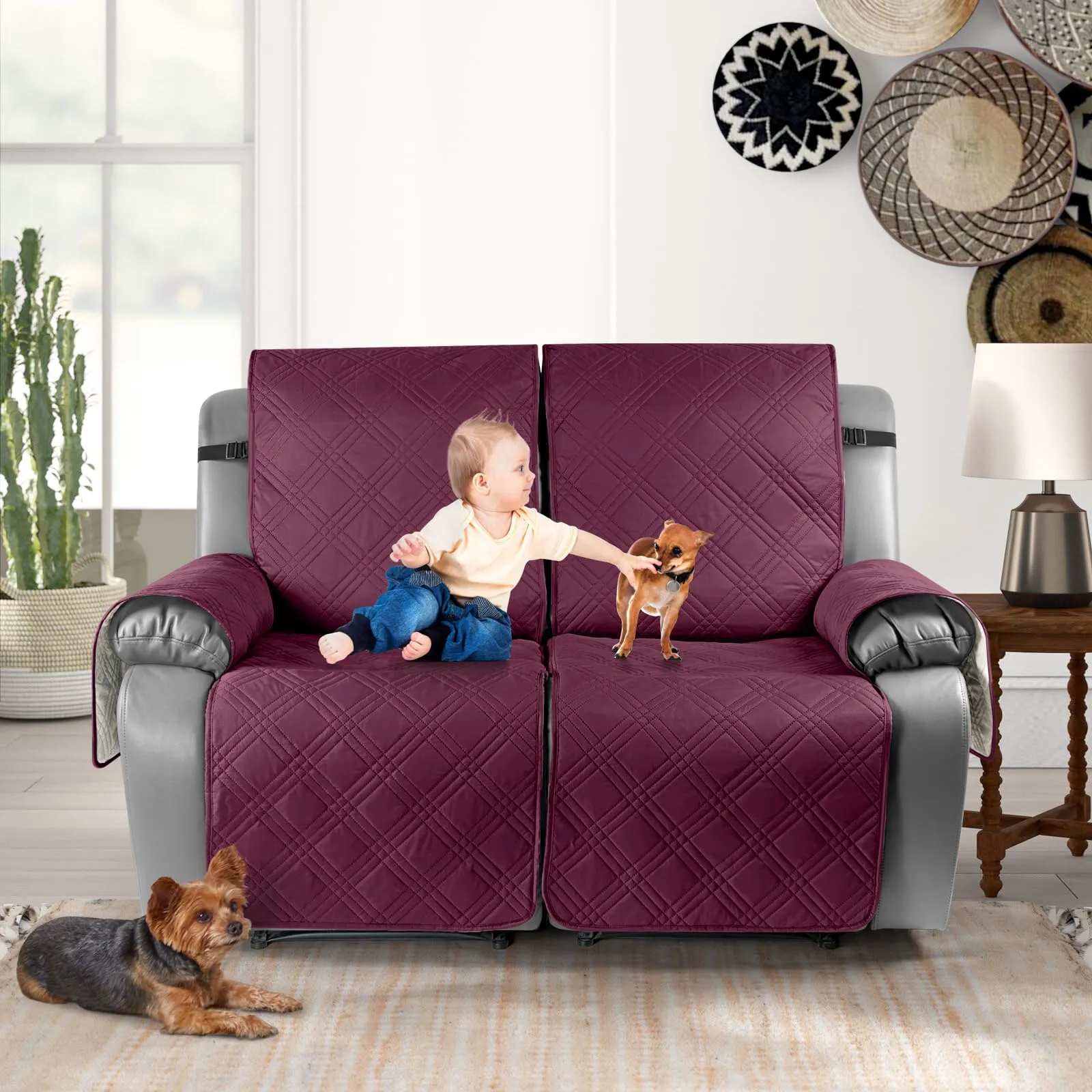 Waterproof Recliner Chair Cover with Double Straps (2 Seater)