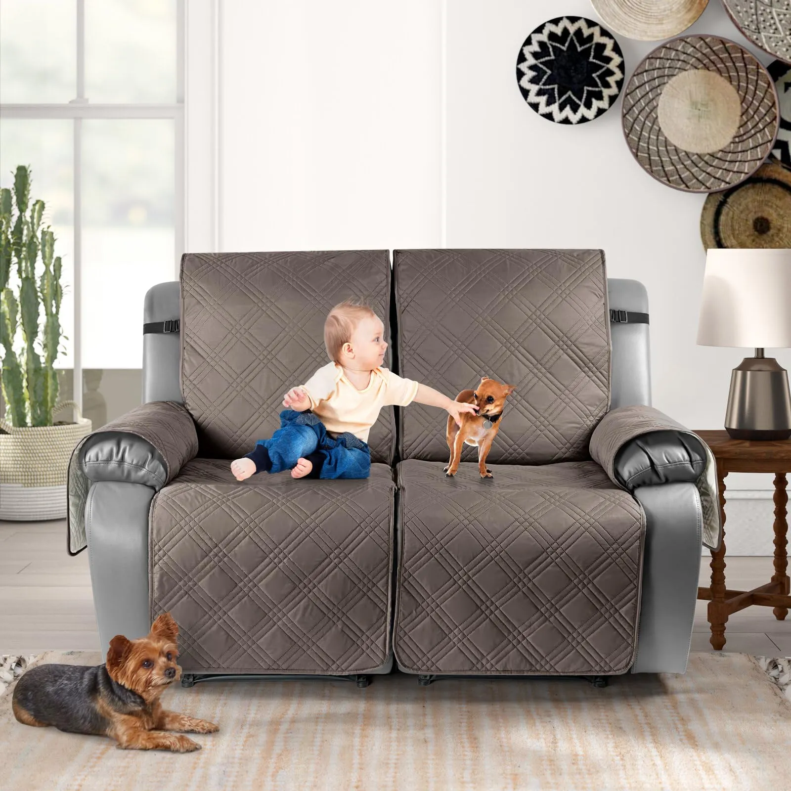Waterproof Recliner Chair Cover with Double Straps (2 Seater)