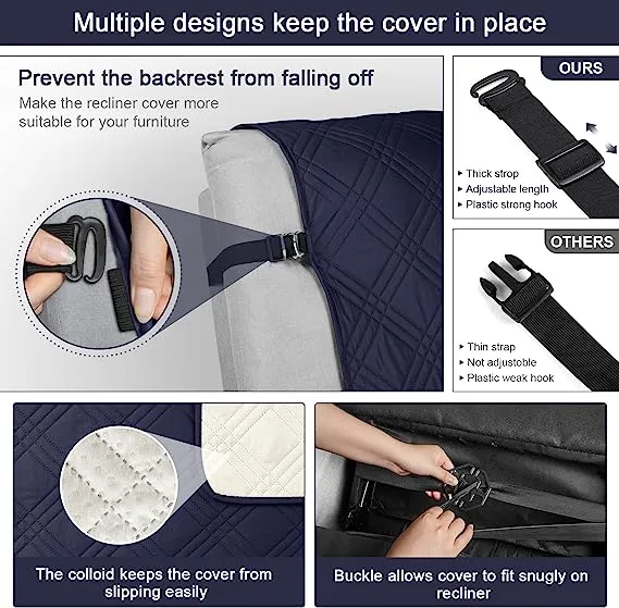 Waterproof Recliner Chair Cover with Double Straps (2 Seater)
