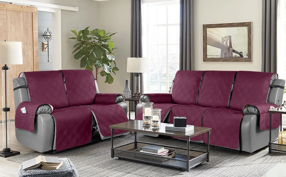 Waterproof Recliner Chair Cover with Double Straps (2 Seater)