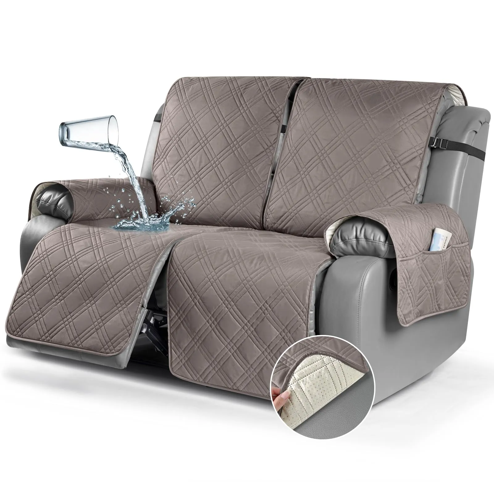 Waterproof Recliner Chair Cover with Double Straps (2 Seater)