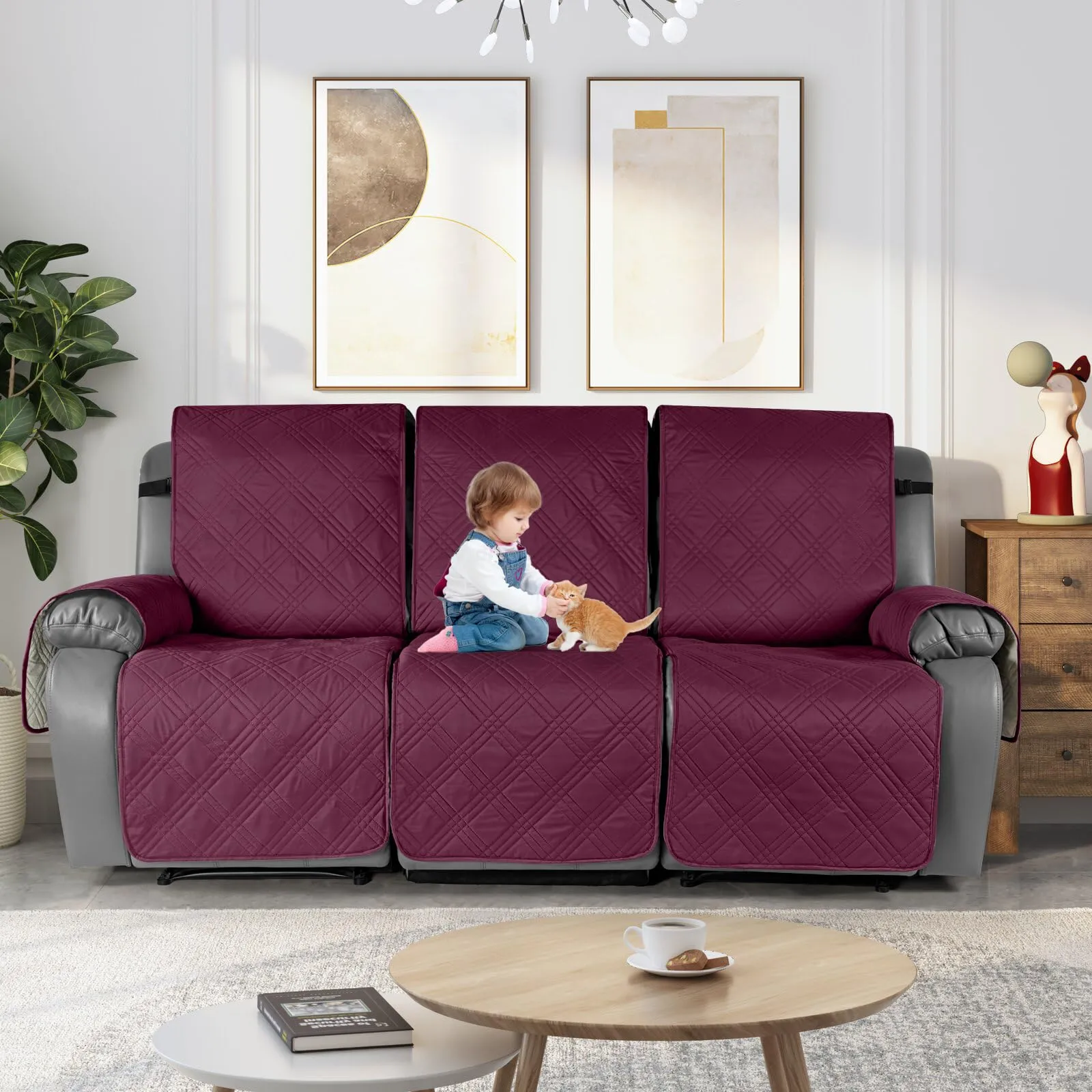 Waterproof Recliner Chair Cover with Double Straps (2 Seater)