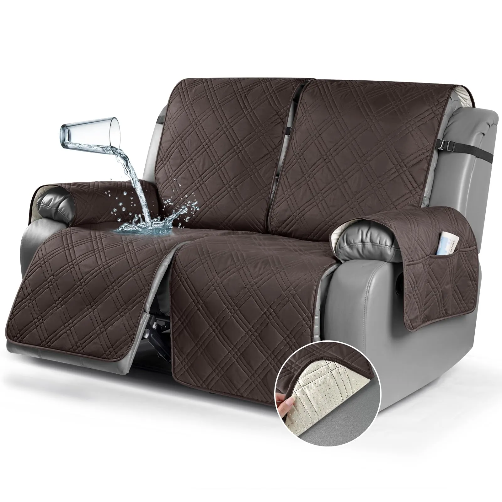 Waterproof Recliner Chair Cover with Double Straps (2 Seater)