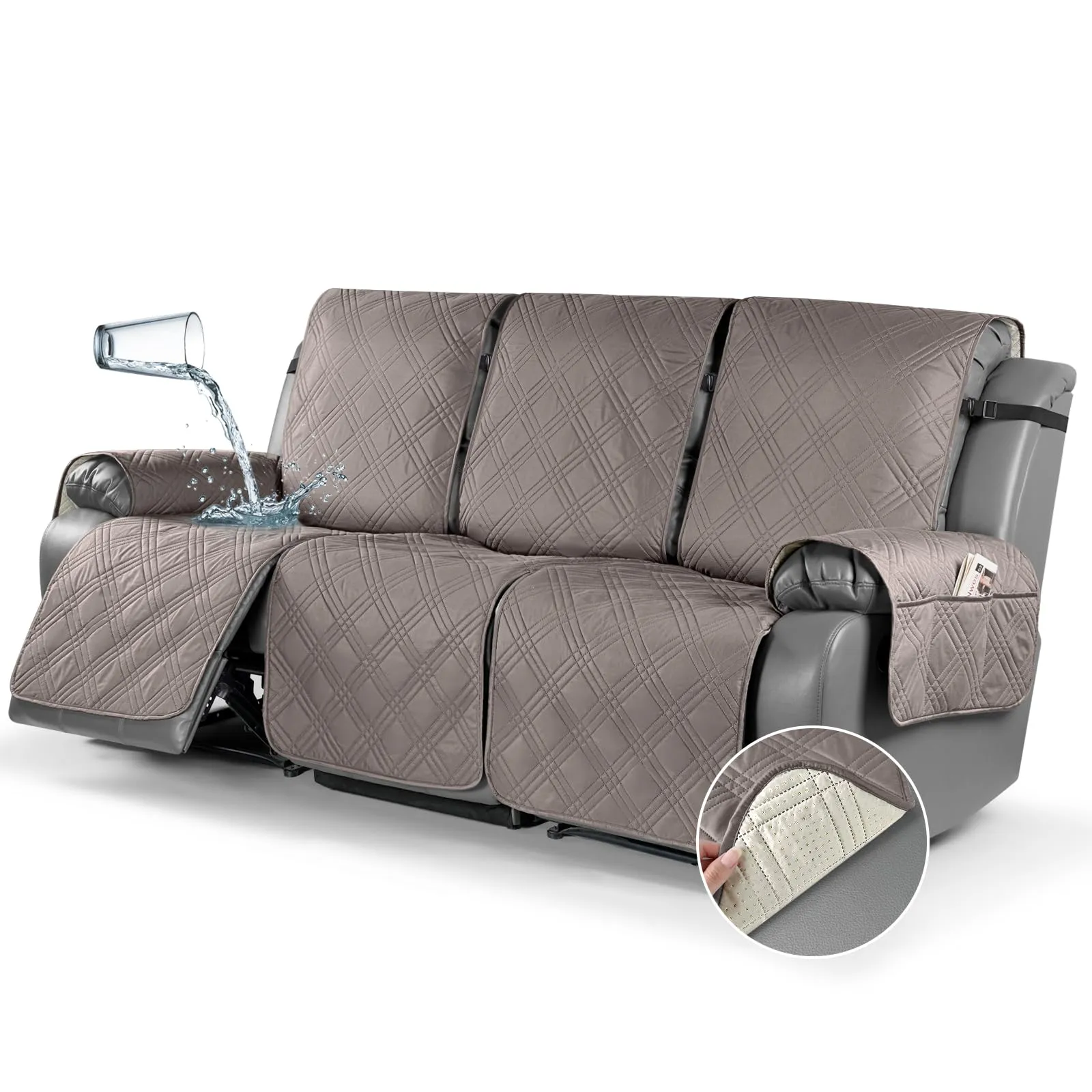 Waterproof Recliner Chair Cover with Double Straps (2 Seater)