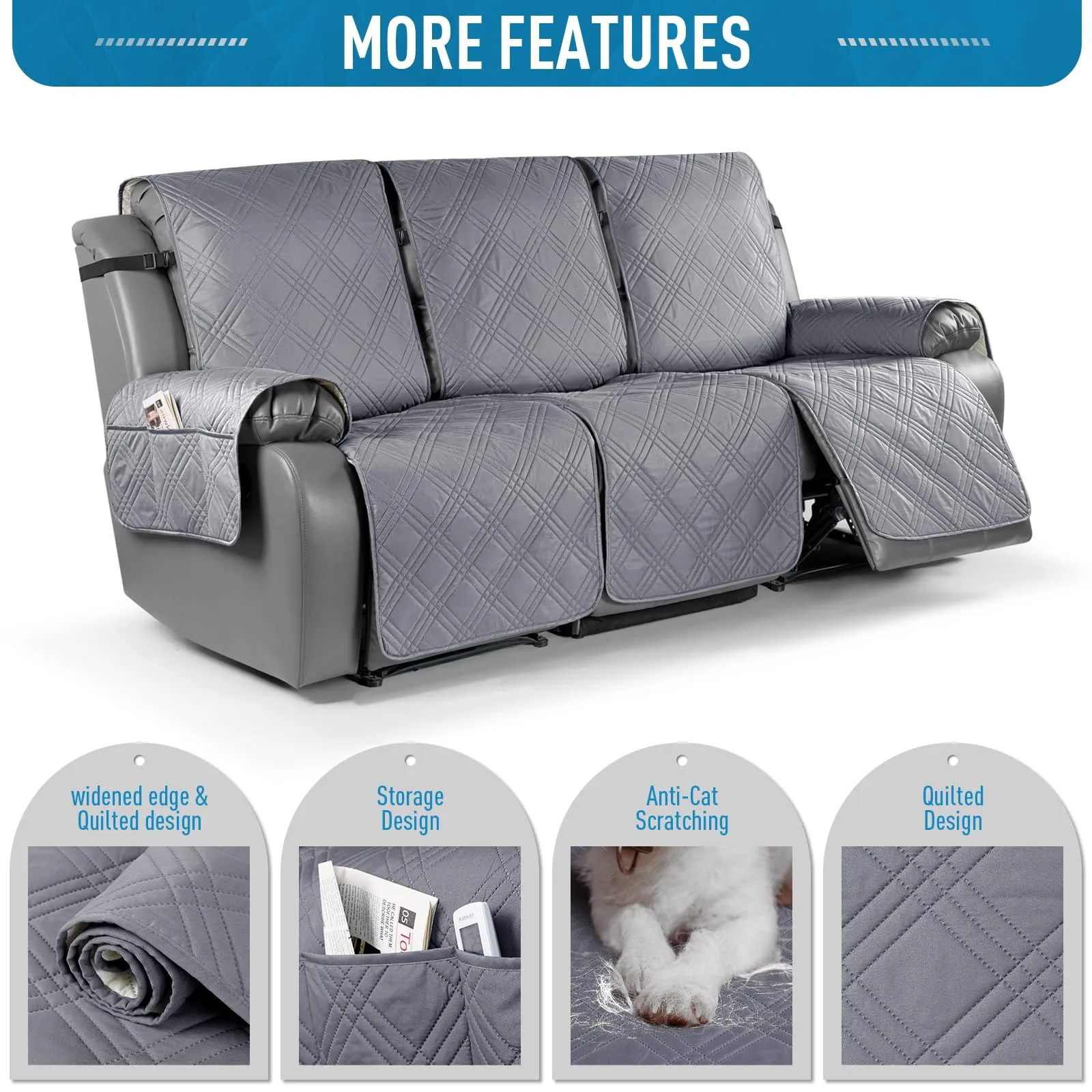 Waterproof Recliner Chair Cover with Double Straps (2 Seater)
