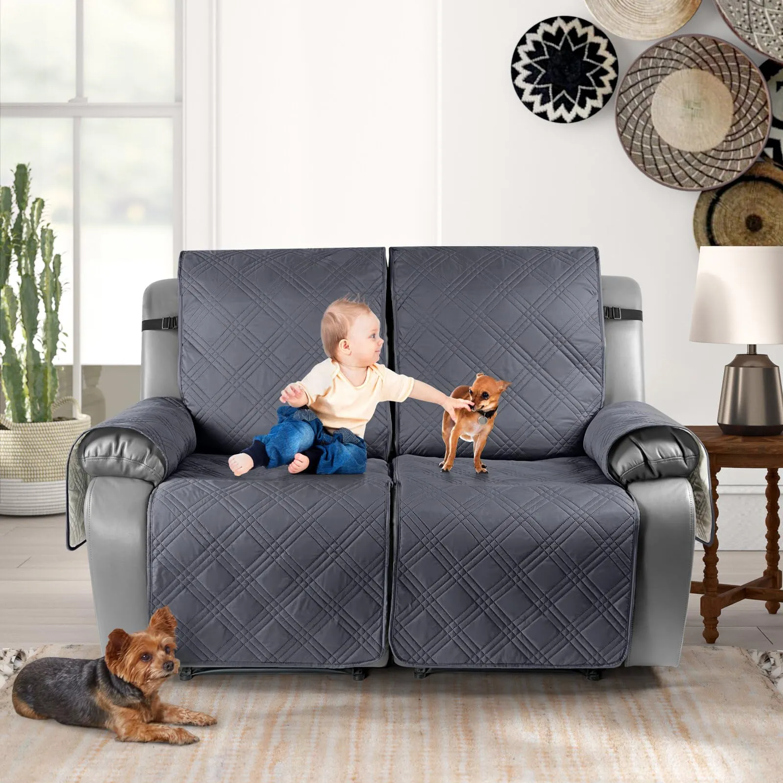 Waterproof Recliner Chair Cover with Double Straps (2 Seater)