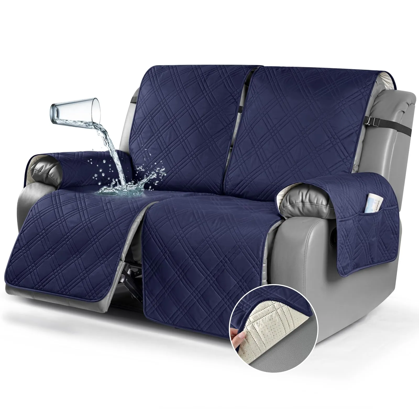Waterproof Recliner Chair Cover with Double Straps (2 Seater)