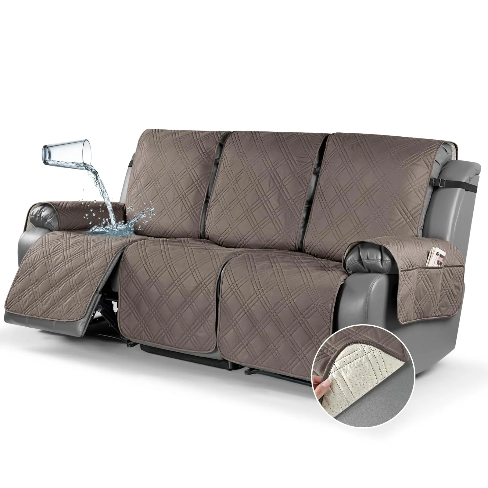 Waterproof Recliner Chair Cover with Double Straps (2 Seater)