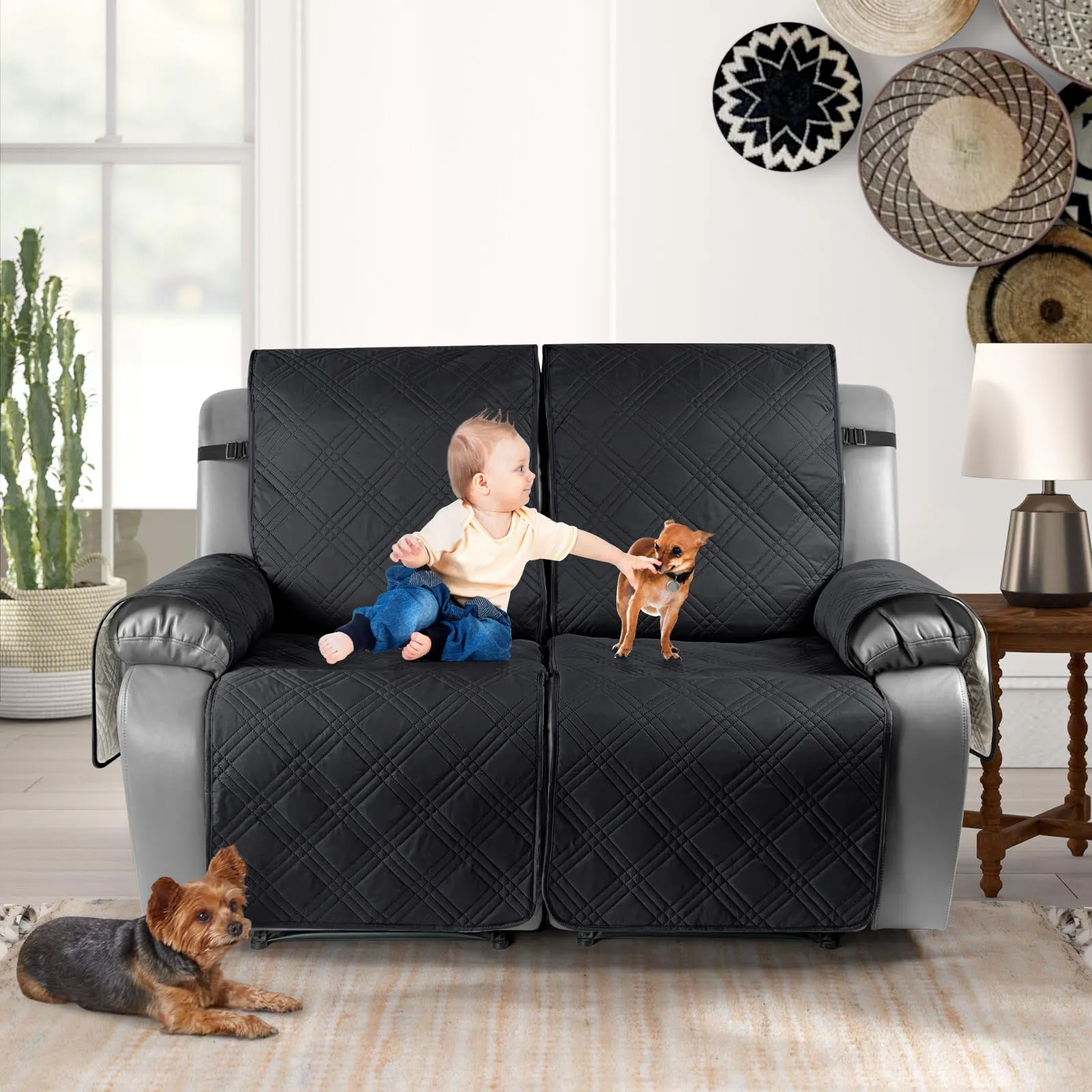 Waterproof Recliner Chair Cover with Double Straps (2 Seater)